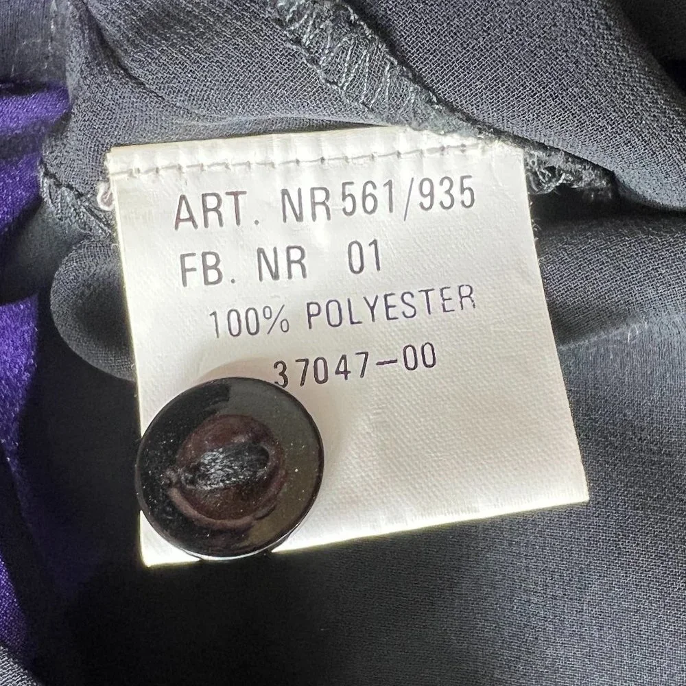 VTG📌 Chiffon Button Down Blouse with Satin Collar & Cuffs - Picture 14 of 16